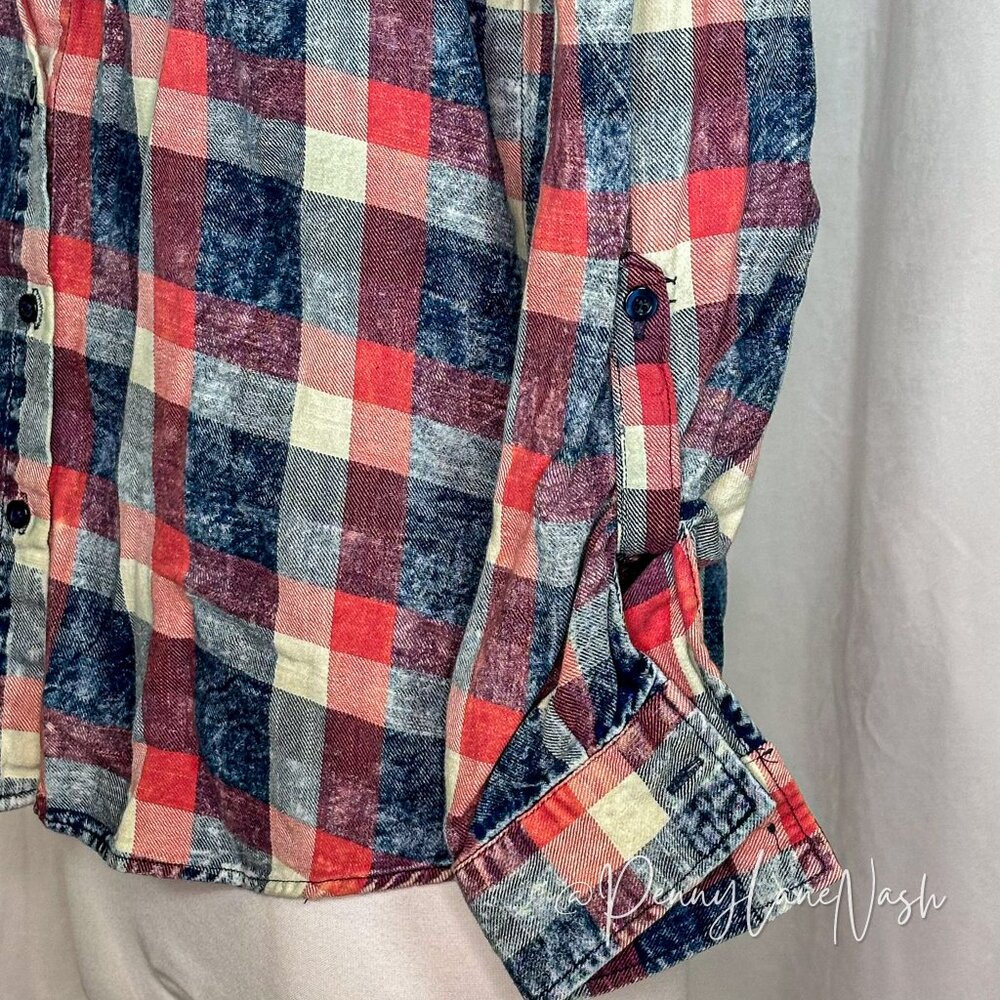 DizzyLizzy Plaid Distressed Button Down Shirt - Picture 8 of 9